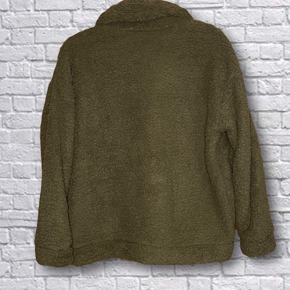 Free People Movement Full Zip Sherpa Jacket Olive Green - Picture 2 of 4